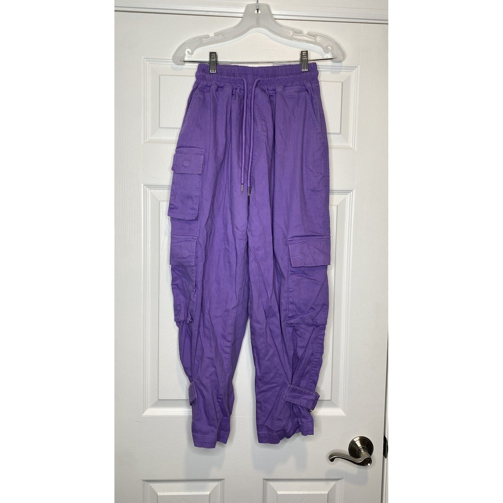 Kol Me Baby Women's Cargo‎ Wide Leg Pants Purple 0